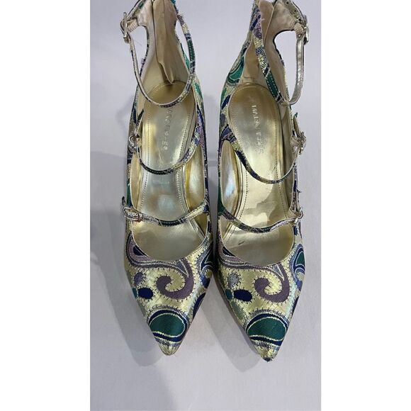 MARC FISHER BEAUTIFUL GOLD SPARKLE STRAPPY HEELS SHOES WOMENS SZ 9 - Picture 13 of 14
